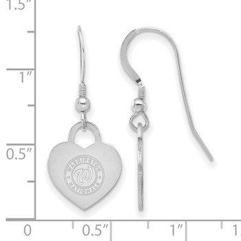 Sterling Silver Rhodium Plated Major League Baseball LogoArt Washington Nationals Heart Dangle Earrings — alternate view