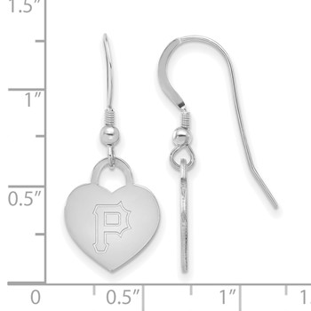 Sterling Silver Rhodium Plated Major League Baseball LogoArt Pittsburgh Pirates Heart Dangle Earring — alternate view