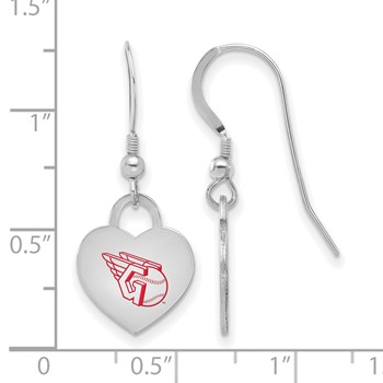 Sterling Silver Rhodium Plated Major League Baseball LogoArt Cleveland Guardians Enamel Heart Dangle — alternate view