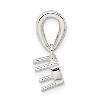 Sterling Silver Round 4-Prong 4.0mm Open Back Cabochon Loose Bail Pendant S — alternate view