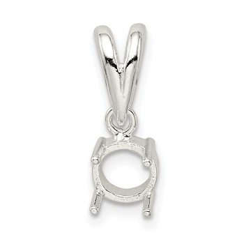 Sterling Silver Round 4-Prong 4.0mm Open Back Cabochon Loose Bail Pendant S