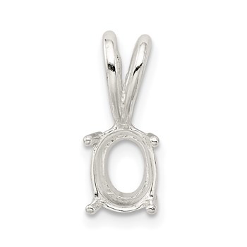 Sterling Silver Oval 4-Prong 10 x 8mm Fixed Bail Pendant Setting