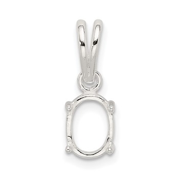 Sterling Silver Oval 4-Prong 7 x 5mm Cabochon Loose Bail Pendant Setting