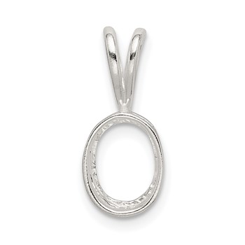 Sterling Silver Oval 9 x 7mm Back Set Fixed Bail Pendant Setting