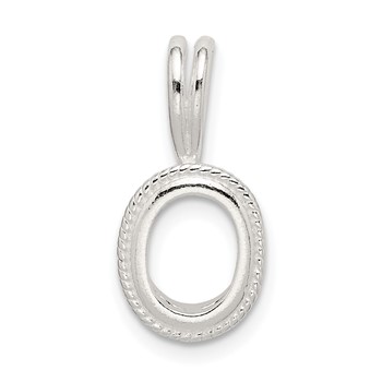 Sterling Silver Oval 10 x 8mm Rope Frame Back Set Fixed Bail Pendant Settin