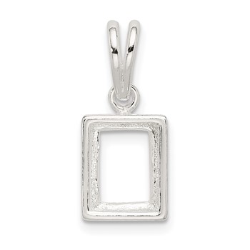 Sterling Silver Emerald 10 x 8mm Back Set Loose Bail Pendant Setting