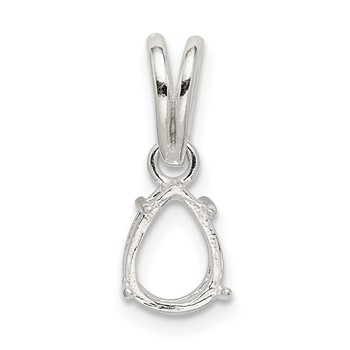 Sterling Silver Pear 4-Prong 10 x 7mm Loose Bail Pendant Setting