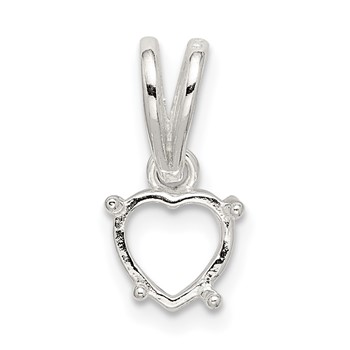 Sterling Silver Heart 4-Prong 9.0mm Loose Bail Pendant Setting