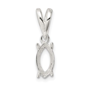 Sterling Silver Marquise 4-Prong 12 x 6mm Loose Bail Pendant Setting