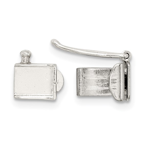 Sterling Silver 7.4 x 5.2mm Fold Over Tongue w/ Safety Clasp