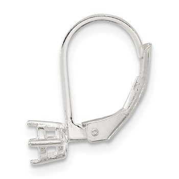 Sterling Silver Polished 4mm Round Stone Leverback Earring Component