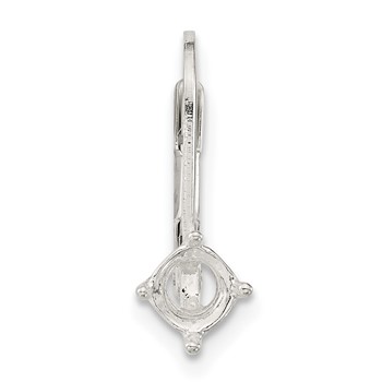 Sterling Silver Polished 5mm Round Stone Leverback Earring Component — alternate view