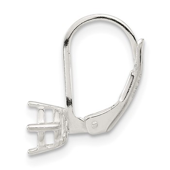 Sterling Silver Polished 5mm Round Stone Leverback Earring Component