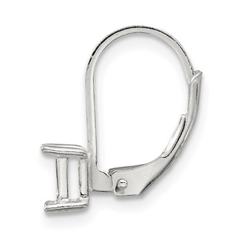 Sterling Silver Polished 5mm Square Stone Leverback Earring Component