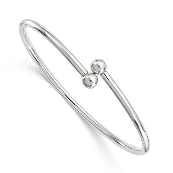 Sterling Silver Flexible w/6.0mm Threaded Ball Bangle