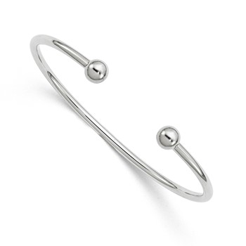 Sterling Silver 2.5mm w/6.0mm Threaded Ball Cuff Bangle