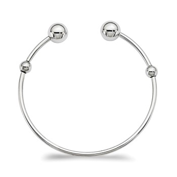 Sterling Silver Polished with Bead Stoppers Child Cuff Bangle — alternate view