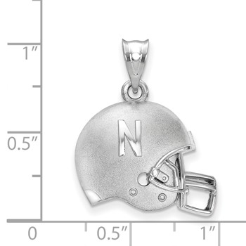 Sterling Silver Rhodium-plated LogoArt University of Nebraska Domed Football Helmet Pendant — alternate view