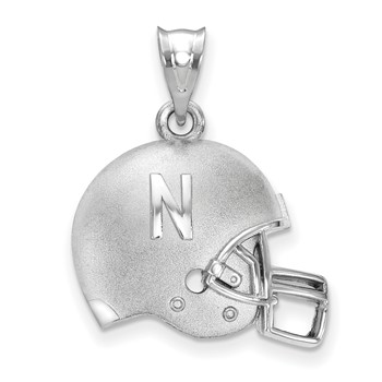 Sterling Silver Rhodium-plated LogoArt University of Nebraska Domed Football Helmet Pendant