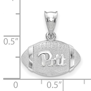 Sterling Silver Rhodium-plated LogoArt University of Pittsburgh Domed Football Pendant — alternate view