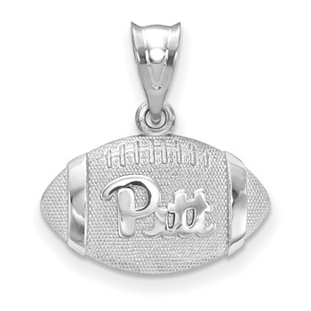 Sterling Silver Rhodium-plated LogoArt University of Pittsburgh Domed Football Pendant