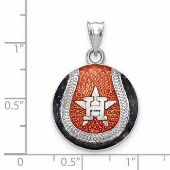 Sterling Silver Rhodium Plated Major League Baseball LogoArt Houston Astros Enamel Pendant — alternate view
