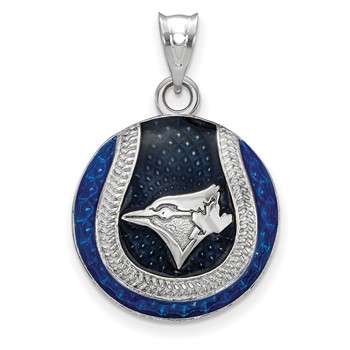 SS/Rh-p Major League Baseball LogoArt Toronto Blue Jays Enamel Pendant