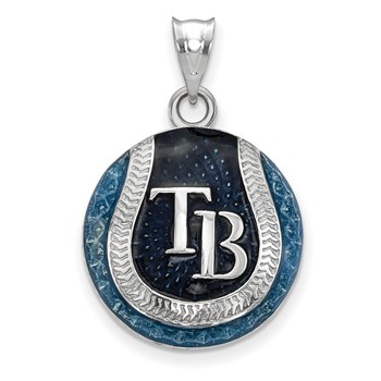 SS/Rh-p Major League Baseball LogoArt Tampa Bay Rays Enamel Pendant