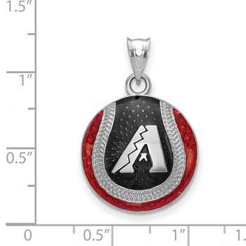 Sterling Silver Rhodium Plated Major League Baseball LogoArt Arizona Diamondbacks Pendant — alternate view