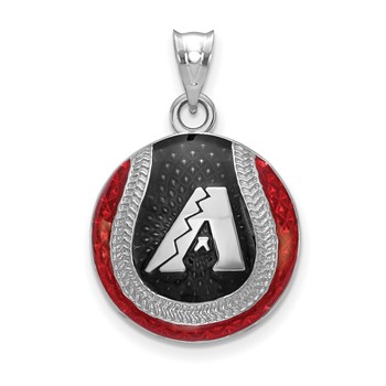 Sterling Silver Rhodium Plated Major League Baseball LogoArt Arizona Diamondbacks Pendant