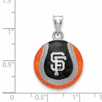 Sterling Silver Rhodium Plated Major League Baseball LogoArt San Francisco Giants Enamel Pendant — alternate view