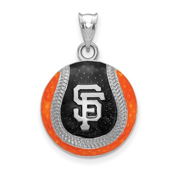 Sterling Silver Rhodium Plated Major League Baseball LogoArt San Francisco Giants Enamel Pendant