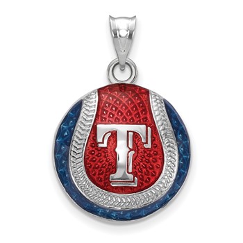 SS/Rh-p Major League Baseball LogoArt Texas Rangers Enamel Pendant