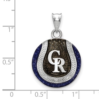 Sterling Silver Rhodium Plated Major League Baseball LogoArt Colorado Rockies Enamel Pendant — alternate view