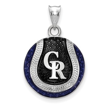Sterling Silver Rhodium Plated Major League Baseball LogoArt Colorado Rockies Enamel Pendant