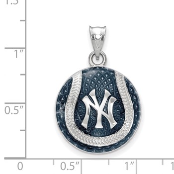 Sterling Silver Rhodium Plated Major League Baseball LogoArt New York Yankees Enamel Pendant — alternate view