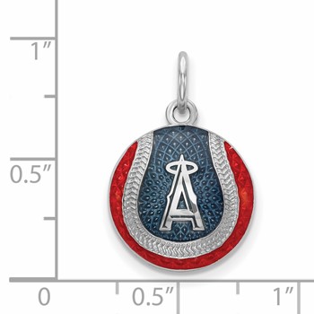 Sterling Silver Rhodium Plated Major League Baseball LogoArt Los Angeles Angels Enameled Charm — alternate view
