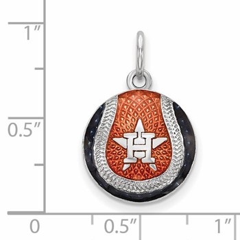 Sterling Silver Rhodium Plated Major League Baseball LogoArt Houston Astros Enamel Charm — alternate view