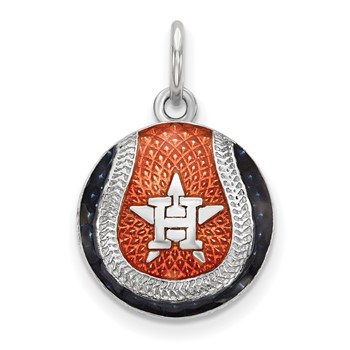 Sterling Silver Rhodium Plated Major League Baseball LogoArt Houston Astros Enamel Charm