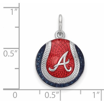 Sterling Silver Rhodium Plated Major League Baseball LogoArt Atlanta Braves Enamel Charm — alternate view