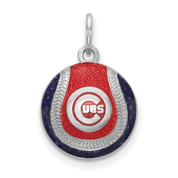 Sterling Silver Rhodium Plated Major League Baseball LogoArt Chicago Cubs Enameled Charm