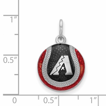 Sterling Silver Rhodium Plated Major League Baseball LogoArt Arizona Diamondbacks Baseball Charm — alternate view