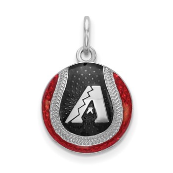 Sterling Silver Rhodium Plated Major League Baseball LogoArt Arizona Diamondbacks Baseball Charm