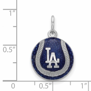 Sterling Silver Rhodium Plated Major League Baseball LogoArt Los Angeles Dodgers Enamel Charm — alternate view