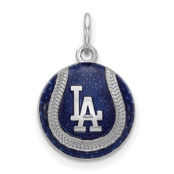 Sterling Silver Rhodium Plated Major League Baseball LogoArt Los Angeles Dodgers Enamel Charm