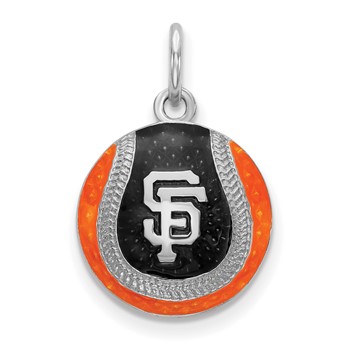 Sterling Silver Rhodium Plated Major League Baseball LogoArt San Francisco Giants Enamel Charm