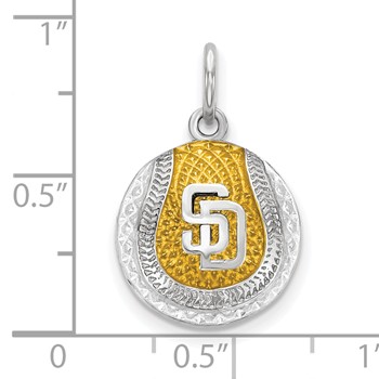 Sterling Silver Rhodium Plated Major League Baseball LogoArt San Diego Padres Enamel Charm — alternate view