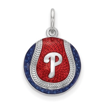 Sterling Silver Rhodium Plated Major League Baseball LogoArt Philadelphia Phillies Enamel Charm