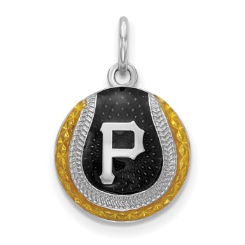 Sterling Silver Rhodium Plated Major League Baseball LogoArt Pittsburgh Pirates Enamel Charm