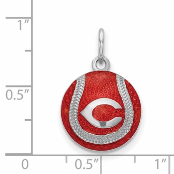 Sterling Silver Rhodium Plated Major League Baseball LogoArt Cincinnati Reds Enamel Charm — alternate view